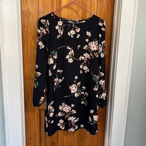 Lulus Dress Dark Floral Mini Tunic Dress XS Long Sleeve Romantic Cottage Core